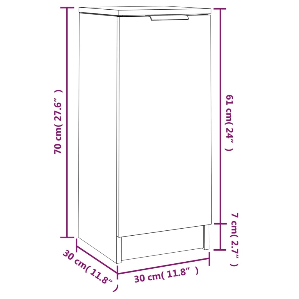 Credenza Bianca 30x30x70 cm in Legno Multistrato 811133