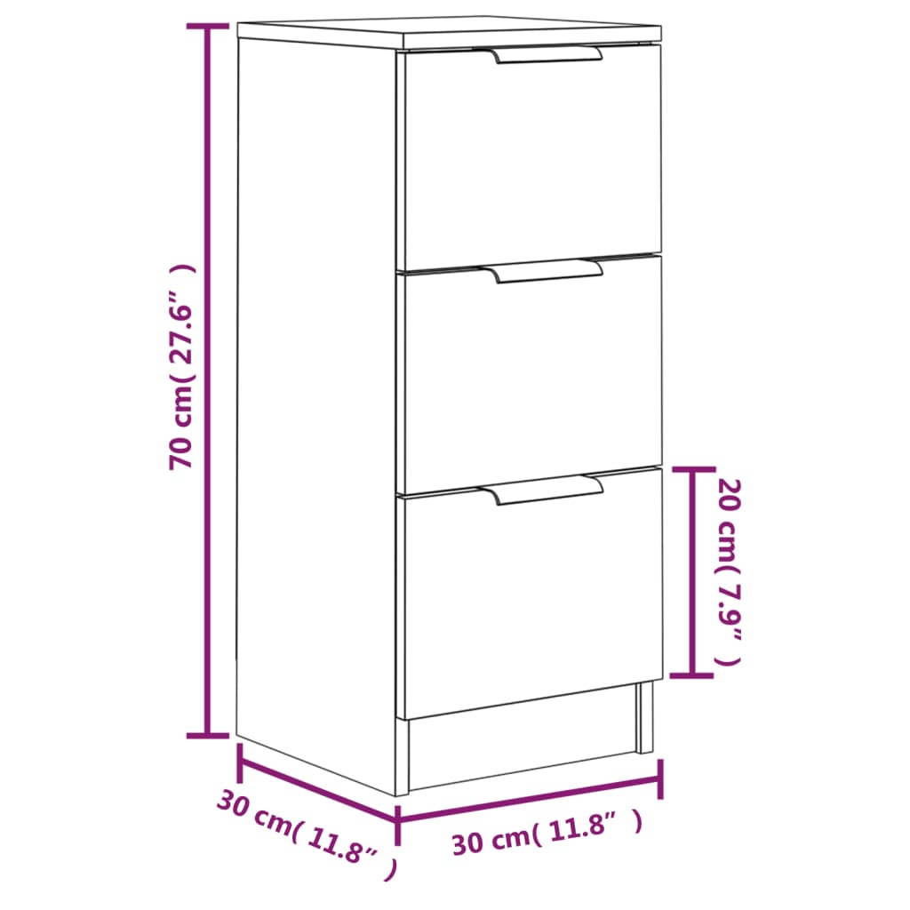 Credenza Bianca 30x30x70 cm in Legno Multistrato 811151