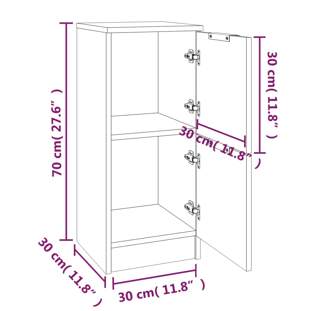 Credenze 2 pz Bianche 30x30x70 cm in Legno Multistrato cod mxl 18198