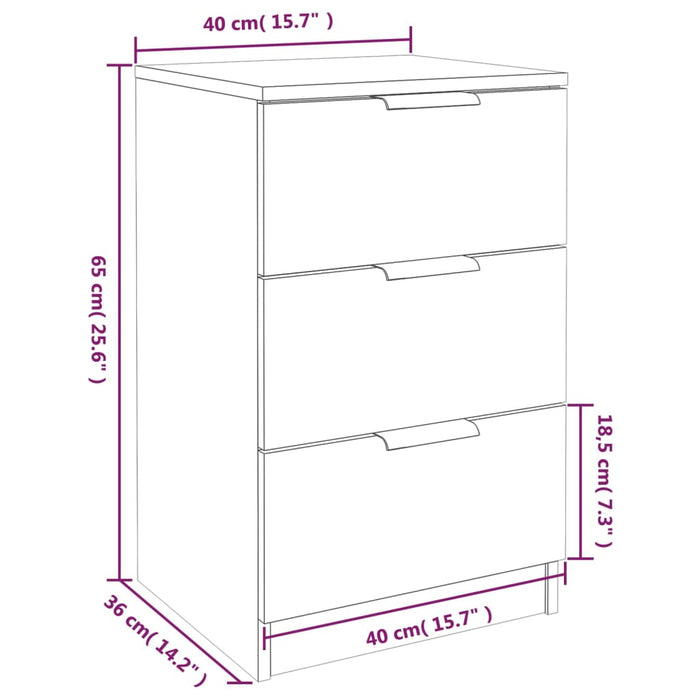 Comodini 2 pz Bianchi 40x36x65 cm 811269