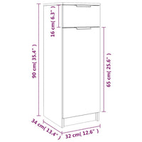 Armadio da Bagno Bianco 32x34x90 cm in Legno Multistrato 811286