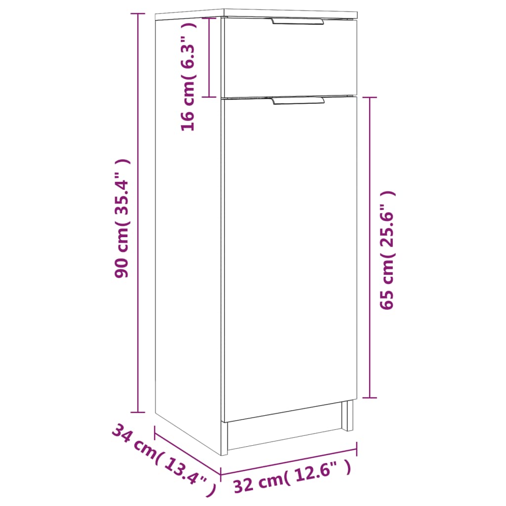 Armadio da Bagno Rovere Sonoma 32x34x90 cm in Legno Multistrato 811289