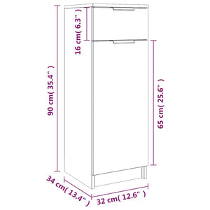 Armadio da Bagno Grigio Cemento 32x34x90cm in Legno Multistrato cod mxl 43171