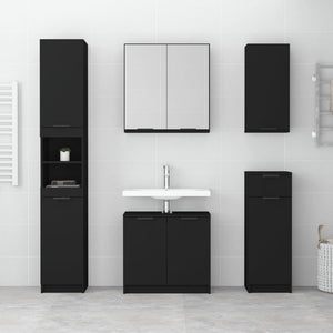 Mobile da Bagno a Parete Nero 32x20x67 cm 811296