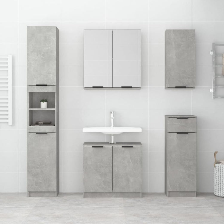 Mobile da Bagno Grigio Cemento 32x34x188,5 cm Legno Multistrato cod mxl 40295