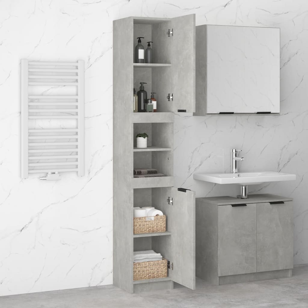 Mobile da Bagno Grigio Cemento 32x34x188,5 cm Legno Multistrato cod mxl 40295