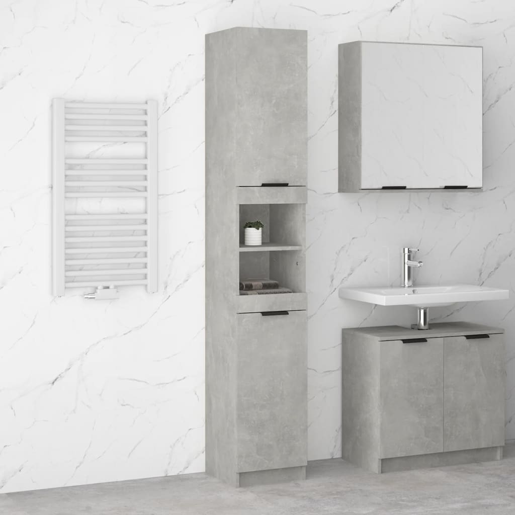 Mobile da Bagno Grigio Cemento 32x34x188,5 cm Legno Multistrato cod mxl 40295