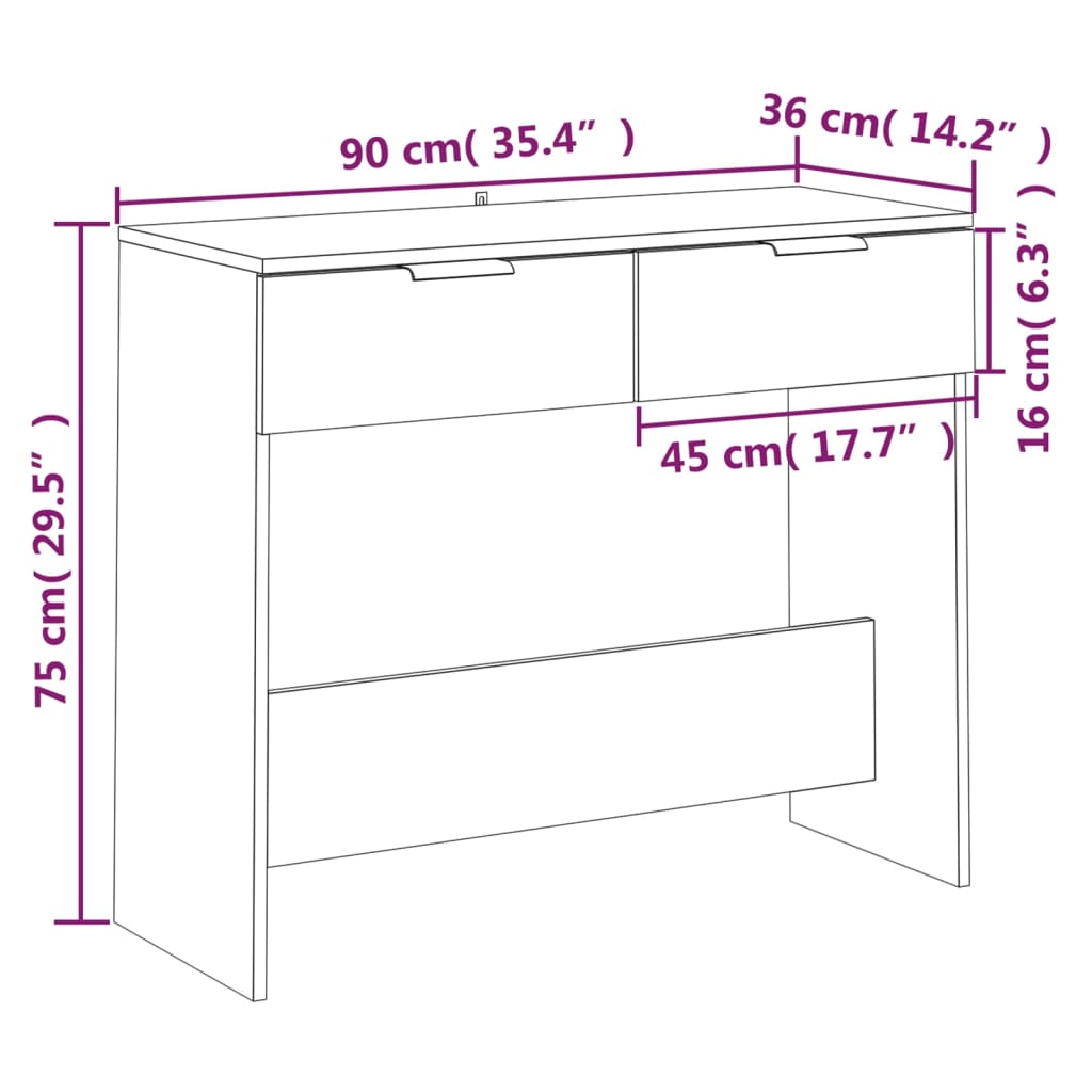 Tavolino da Salotto Bianco 90x36x75 cm in Legno Multistrato 811331