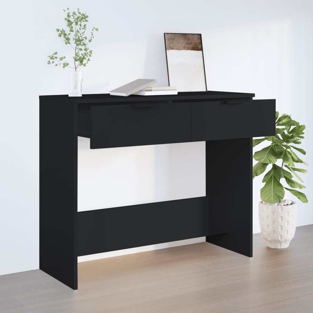 Tavolino Consolle Nero 90x36x75 cm in Legno Multistrato 811332