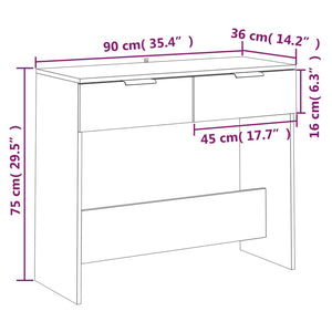 Tavolino Consolle Nero 90x36x75 cm in Legno Multistrato 811332