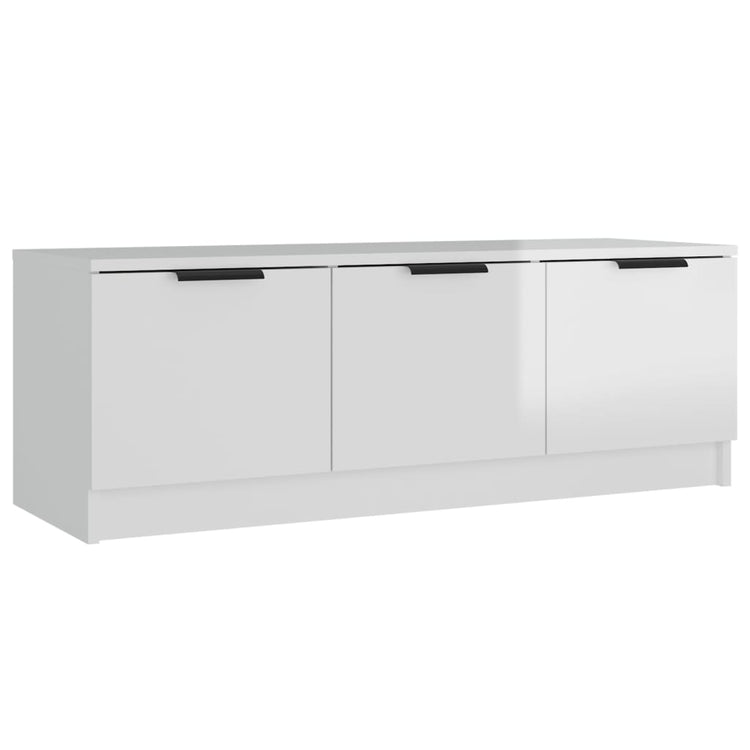 Mobile Porta TV Bianco Lucido 102x35x36,5 cm Legno Multistrato