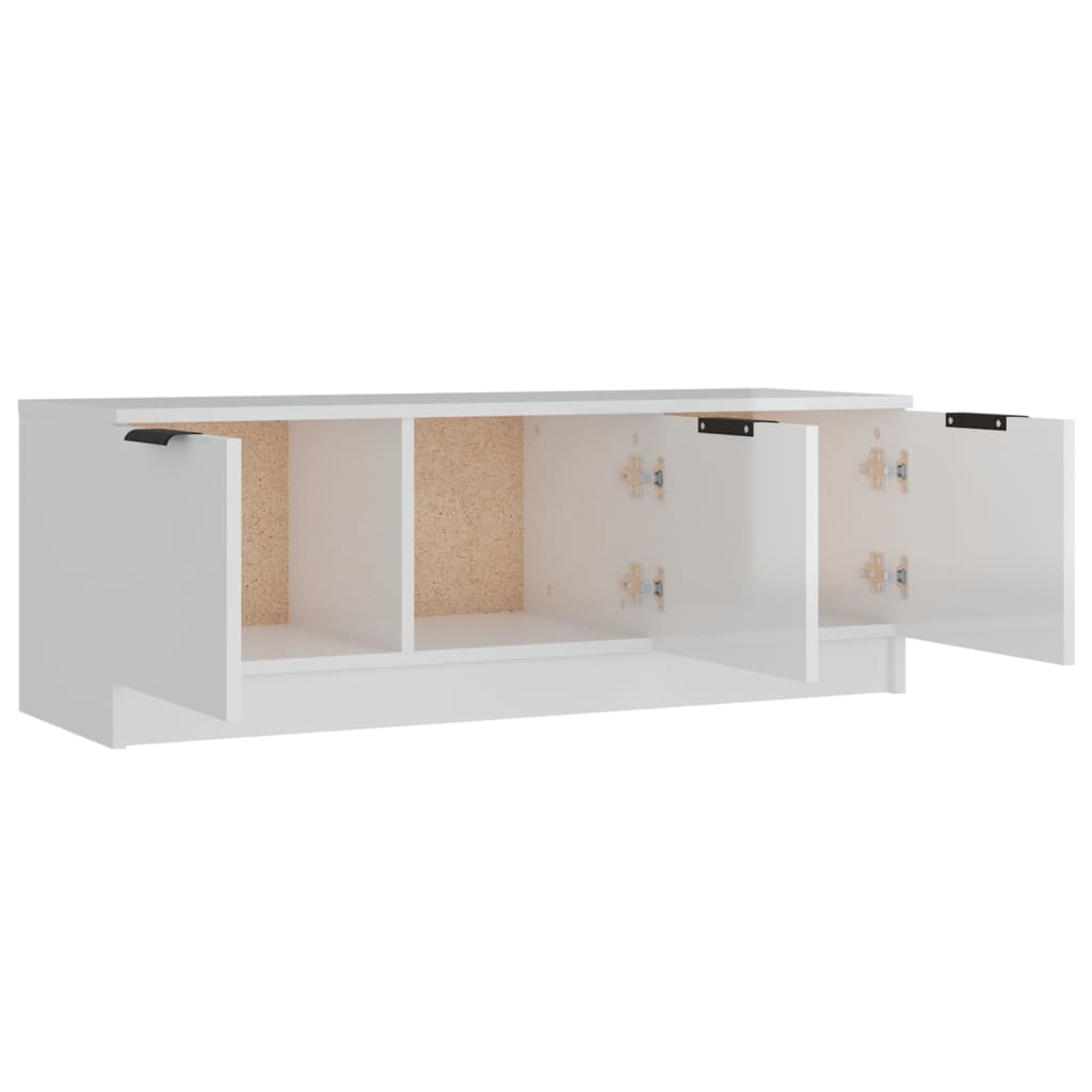 Mobile Porta TV Bianco Lucido 102x35x36,5 cm Legno Multistrato