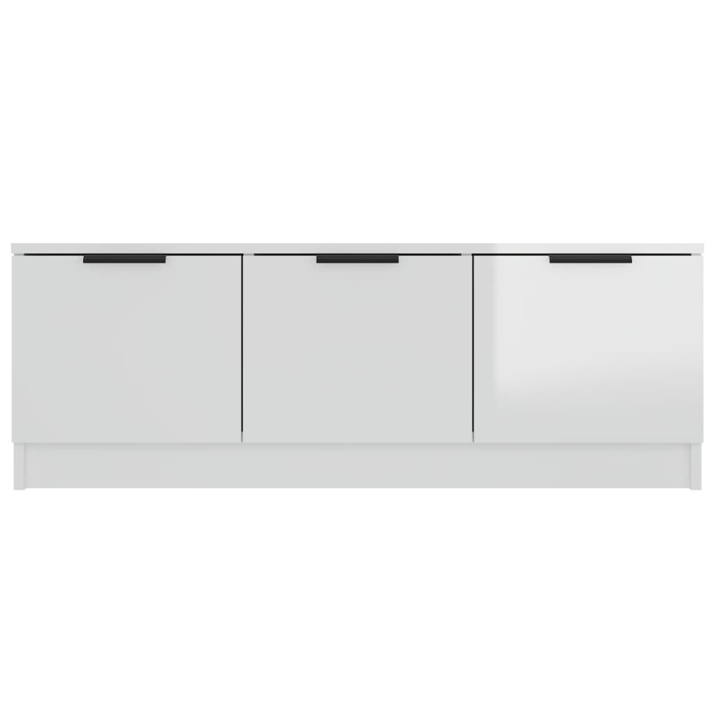 Mobile Porta TV Bianco Lucido 102x35x36,5 cm Legno Multistrato