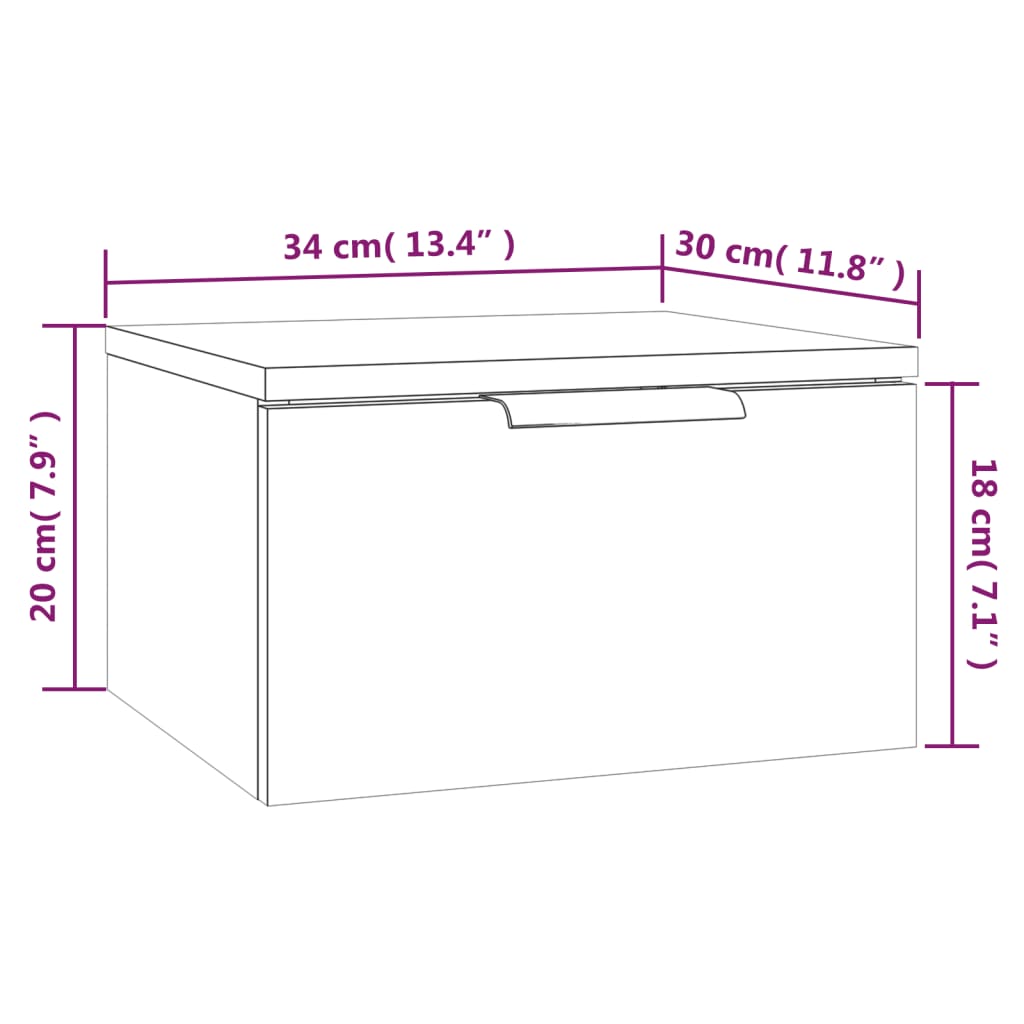 Comodino a Muro Bianco 34x30x20 cm cod mxl 69319