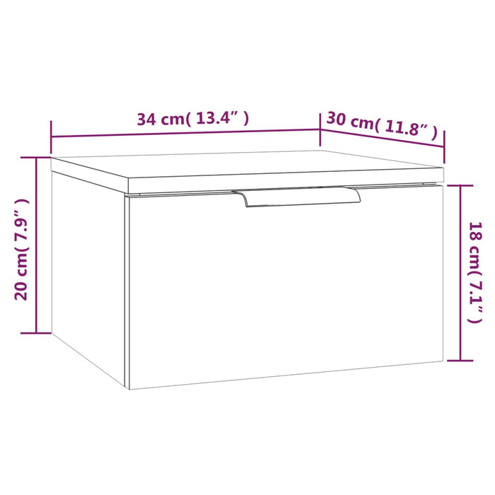 Comodino a Muro Grigio Cemento 34x30x20 cm 811384