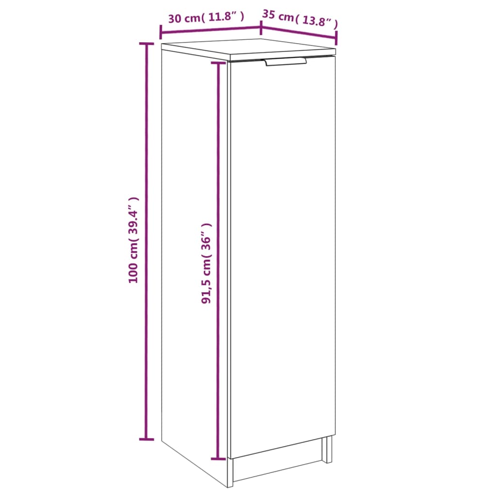 Scarpiera Bianca 30x35x100 cm in Legno Multistrato cod mxl 62635