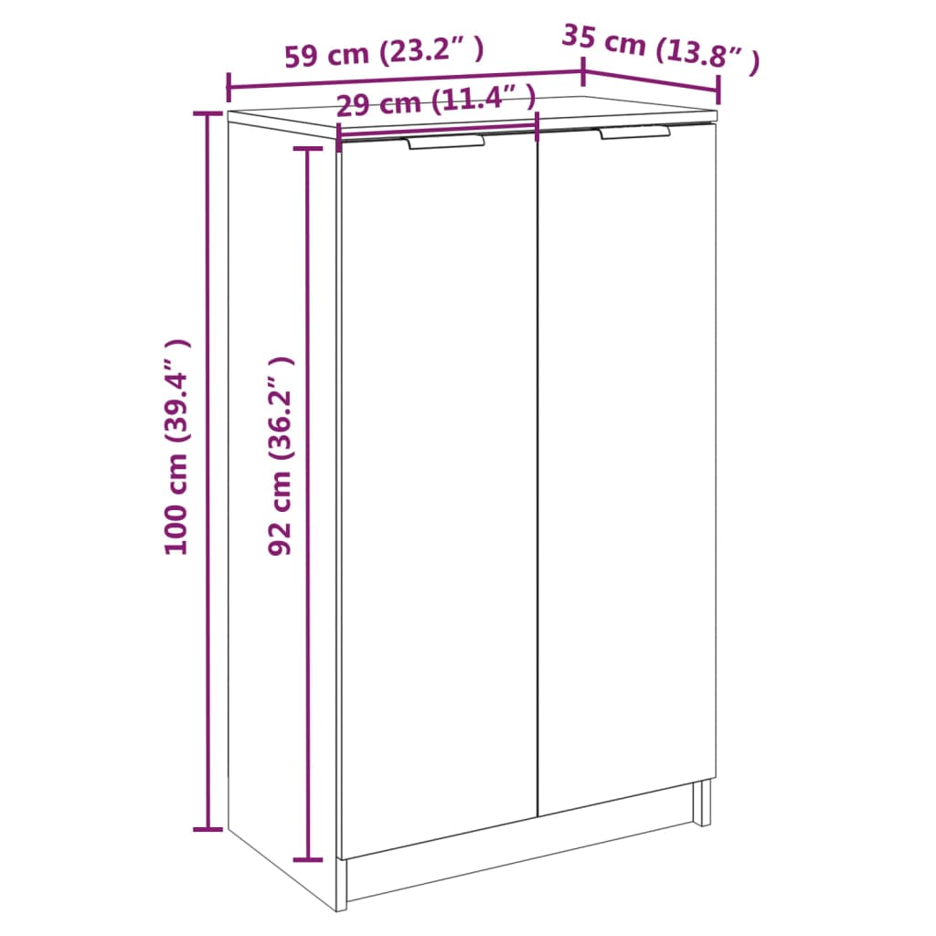 Scarpiera Bianca 59x35x100 cm in Legno Multistrato 811439