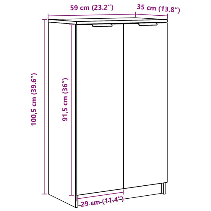 Scarpiera Nera 59x35x100 cm in Legno Multistrato 811440