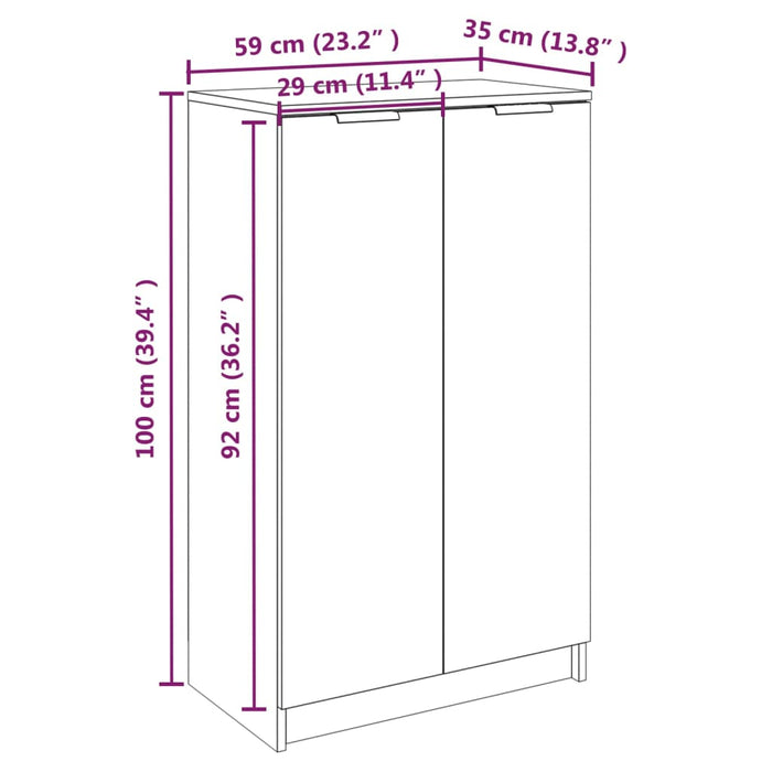 Scarpiera Grigio Cemento 59x35x100 cm in Legno Multistrato