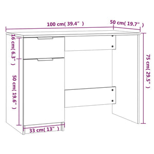 Scrivania Bianca 100x50x75 cm in Legno Multistrato cod mxl 67665