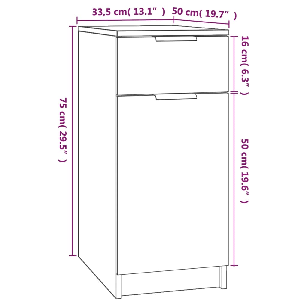 Armadietto da Scrivania Rovere Sonoma 33,5x50x75 cm Legno cod mxl 47499