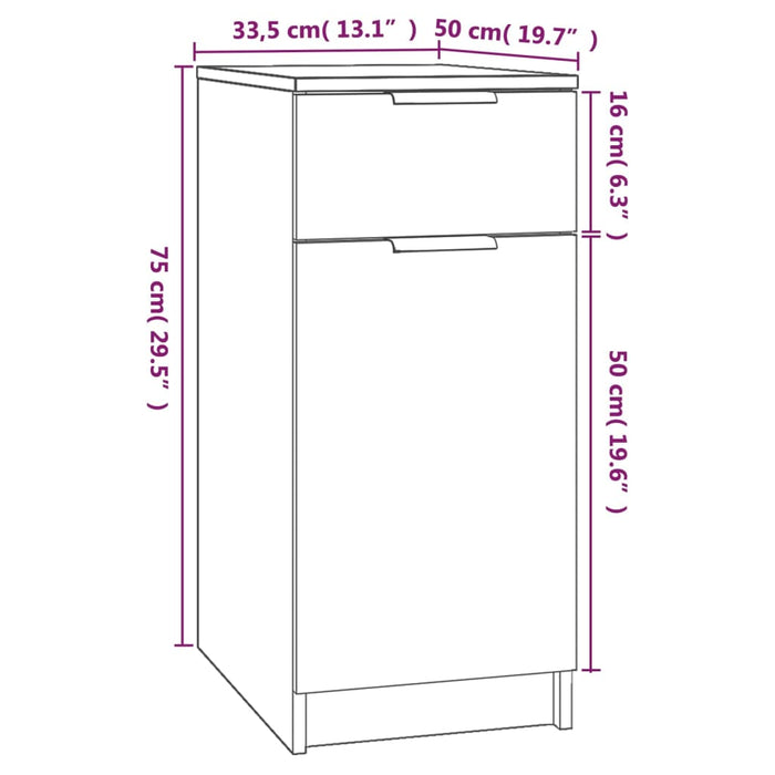 Armadietto da Scrivania Rovere Sonoma 33,5x50x75 cm Legno cod mxl 47499