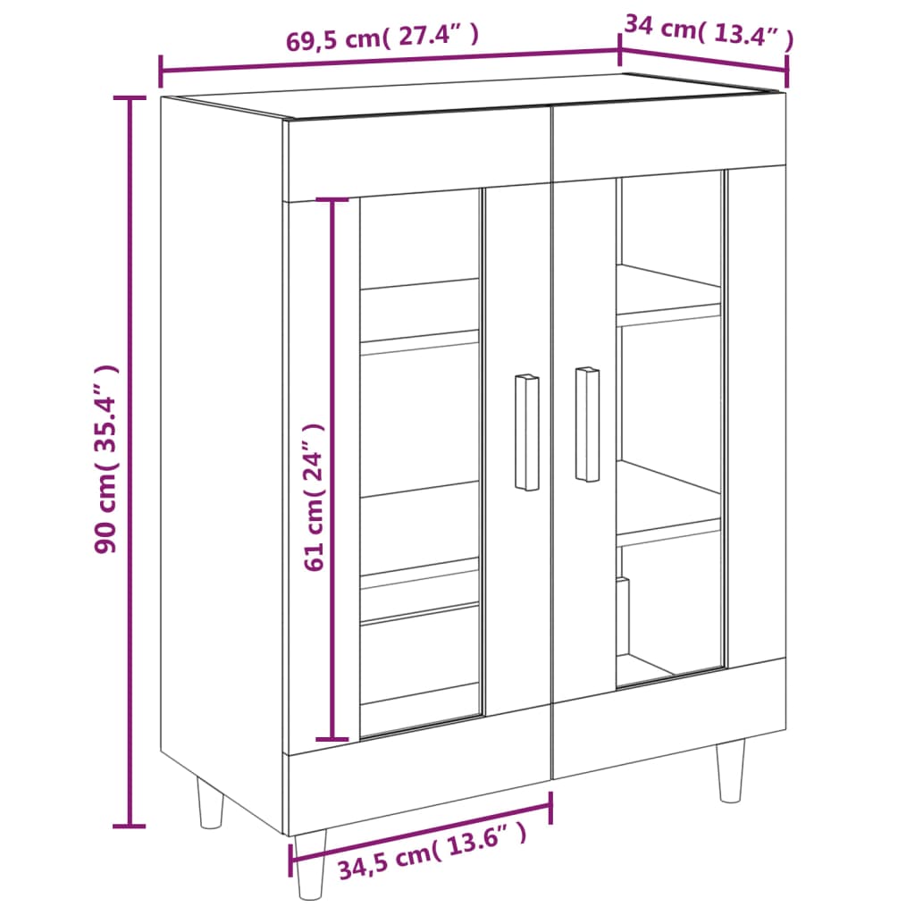 Credenza Bianca 69,5x34x90 cm in Legno Multistrato cod mxl 24941