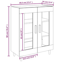 Credenza Bianca 69,5x34x90 cm in Legno Multistrato cod mxl 24941