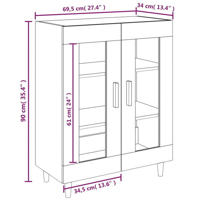 Credenza 69,5x34x90 cm in Legno Multistrato Bianco Lucido 812120