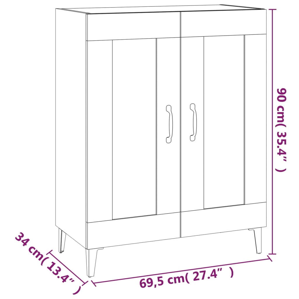 Credenza Rovere Sonoma 69,5x34x90 cm in Legno Multistrato cod mxl 65657