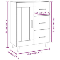 Credenza Bianca 69,5x34x90 cm in Legno Multistrato cod mxl 27953