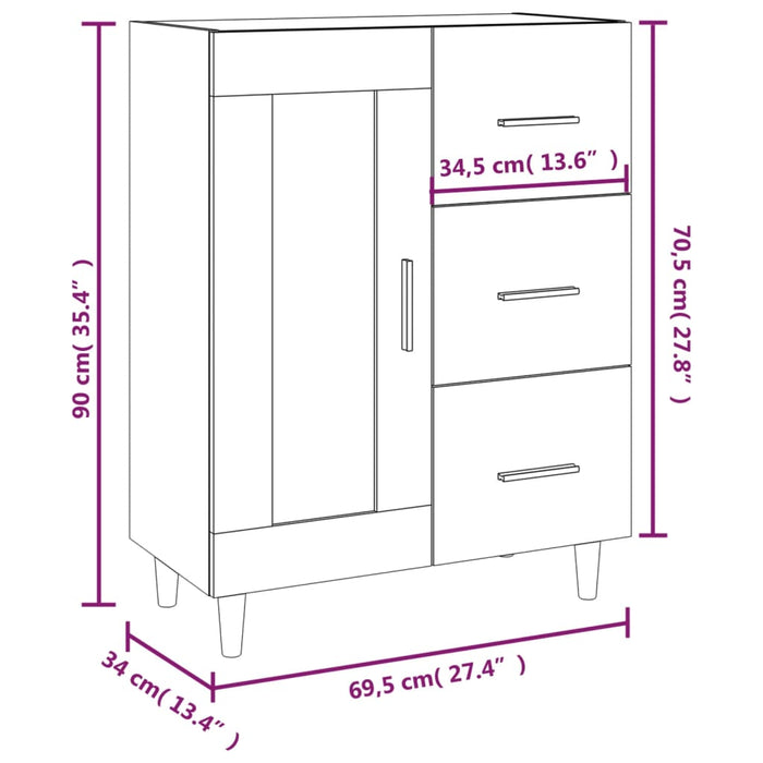 Credenza Rovere Sonoma 69,5x34x90 cm in Legno Multistrato cod mxl 7219