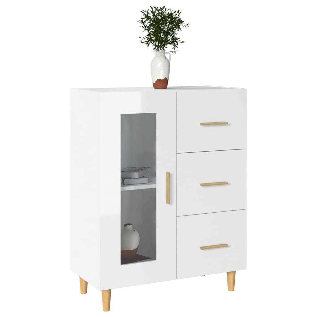 Credenza 69,5x34x90 cm in Legno Multistrato Bianco Lucido cod mxl 14814