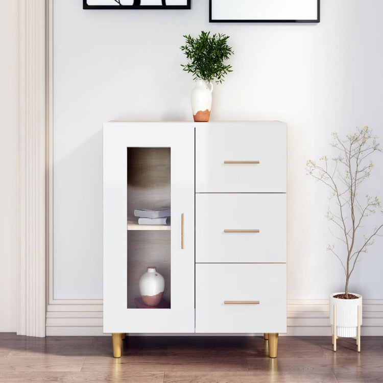 Credenza 69,5x34x90 cm in Legno Multistrato Bianco Lucido cod mxl 14814