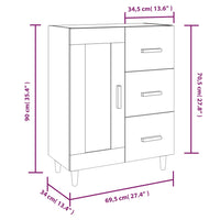 Credenza Bianca 69,5x34x90 cm in Legno Multistrato cod mxl 6111