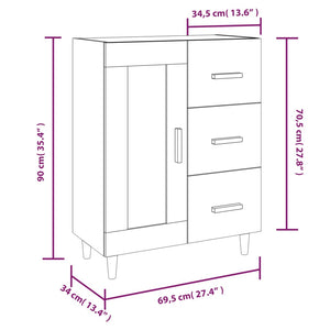 Credenza Bianca 69,5x34x90 cm in Legno Multistrato cod mxl 6111