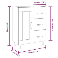 Credenza Grigio Cemento 69,5x34x90 cm in Legno Multistrato cod mxl 18160