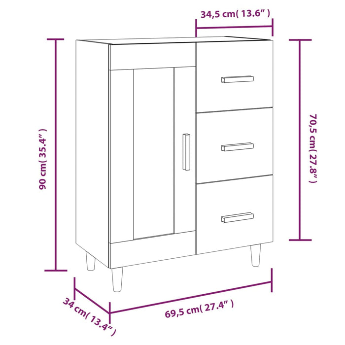 Credenza Grigio Cemento 69,5x34x90 cm in Legno Multistrato cod mxl 18160