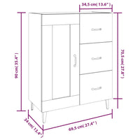 Credenza Nera 69,5x34x90 cm in Legno Multistrato cod mxl 65634