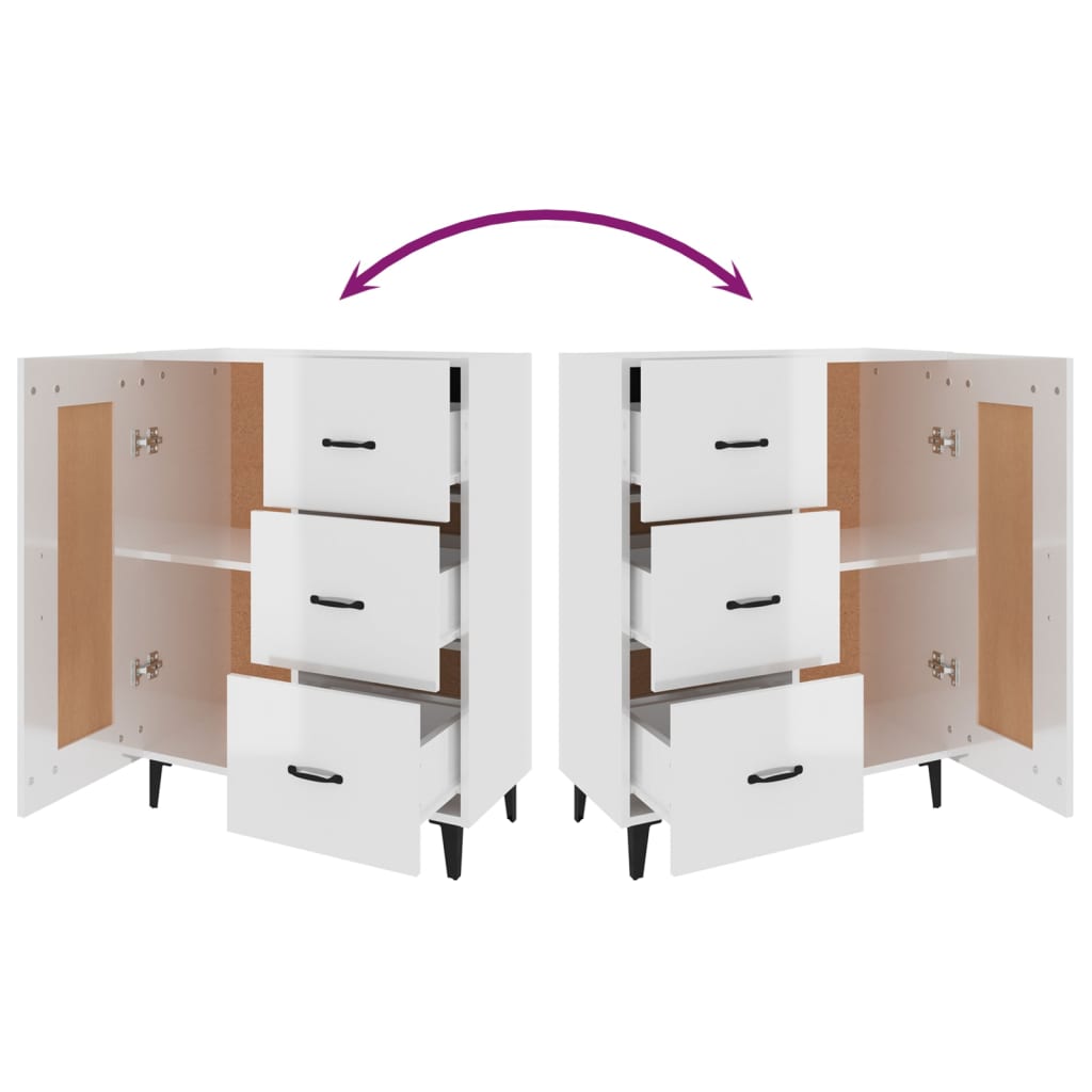 Credenza 69,5x34x90 cm in Legno Multistrato Bianco Lucido cod mxl 12963