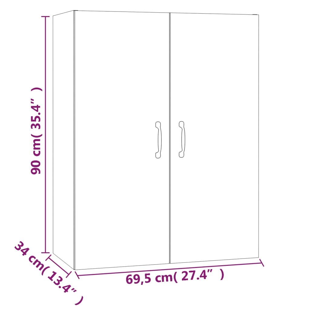 Mobile Pensile Bianco 69,5x34x90 cm in Legno Multistrato 812267