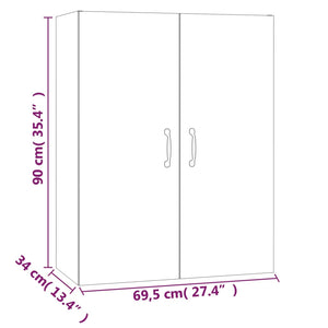 Mobile Pensile Nero 69,5x34x90 cm in Legno Multistrato cod mxl 52264