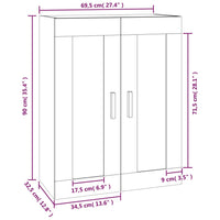 Mobile a Parete Bianco 69,5x32,5x90 cm in Legno Multistrato cod mxl 41906