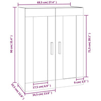 Mobile a Parete Rovere Sonoma 69,5x32,5x90cm Legno Multistrato cod mxl 33302