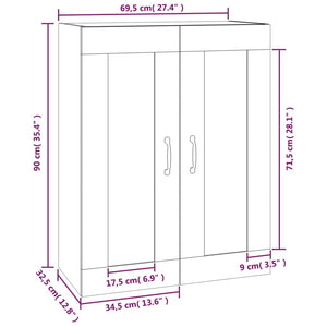 Armadietto Pensile a Parete Bianco 69,5x32,5x90 cm 812303