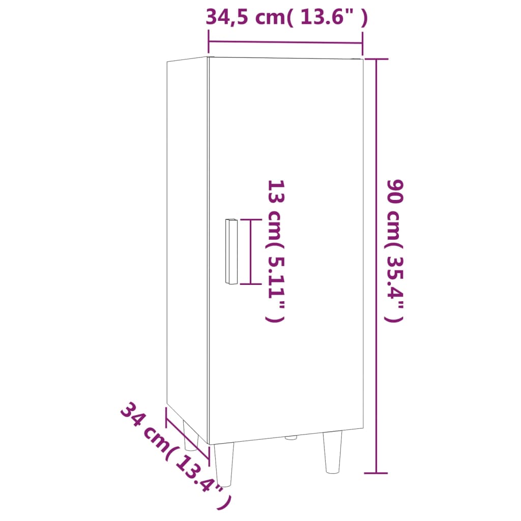 Credenza Rovere Sonoma 34,5x34x90 cm in Legno Multistrato cod mxl 27875