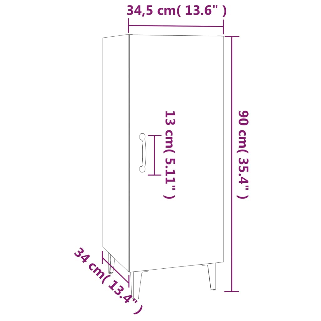 Credenza Nera 34,5x34x90 cm in Legno Multistrato