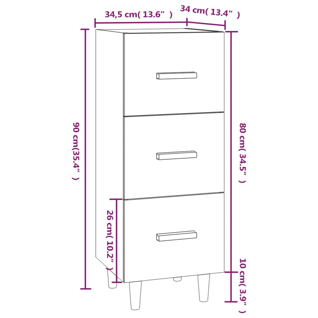 Credenza Rovere Sonoma 34,5x34x90 cm in Legno Multistrato cod mxl 27189