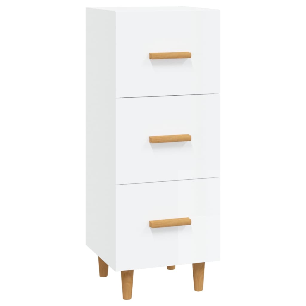 Credenza Bianco Lucido 34,5x34x90 cm in Legno Multistrato cod mxl 27513