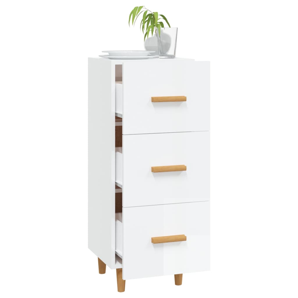 Credenza Bianco Lucido 34,5x34x90 cm in Legno Multistrato cod mxl 27513